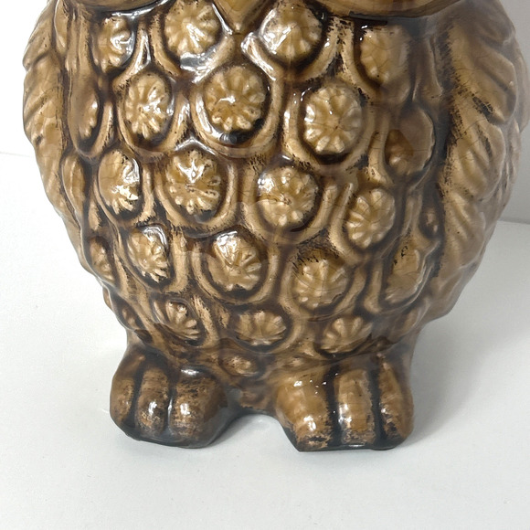 Vintage Ceramic Large 10" Brown Owl Glossy Art MCM Decor - Picture 3 of 9